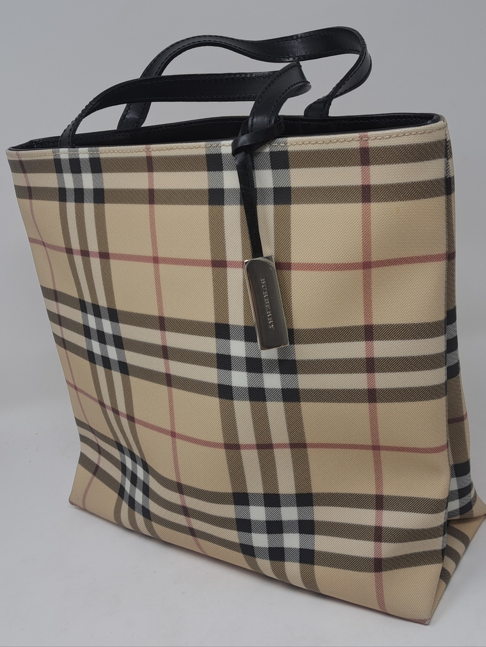 NEW Burberry London Tote Bag Nova Check Vintage Y2K Italy PVC Size Medium - Picture 5 of 16